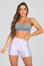 TOP DE ALCINHA COM DETALHE FRANZIDO NO BUSTO (CINZA) | REF: K2878-B